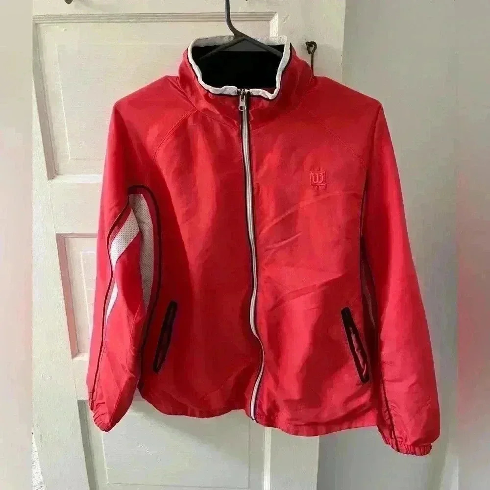 Wilson coral pink vintage zip up windbreaker‎ tennis jacket size medium